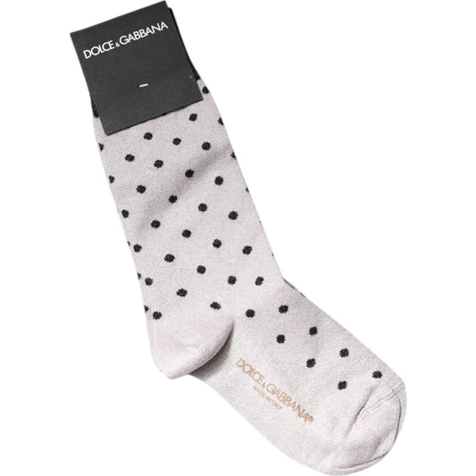 Dolce & Gabbana Gray Viscose Stretch Dotted Socks Dolce & Gabbana Light Gray