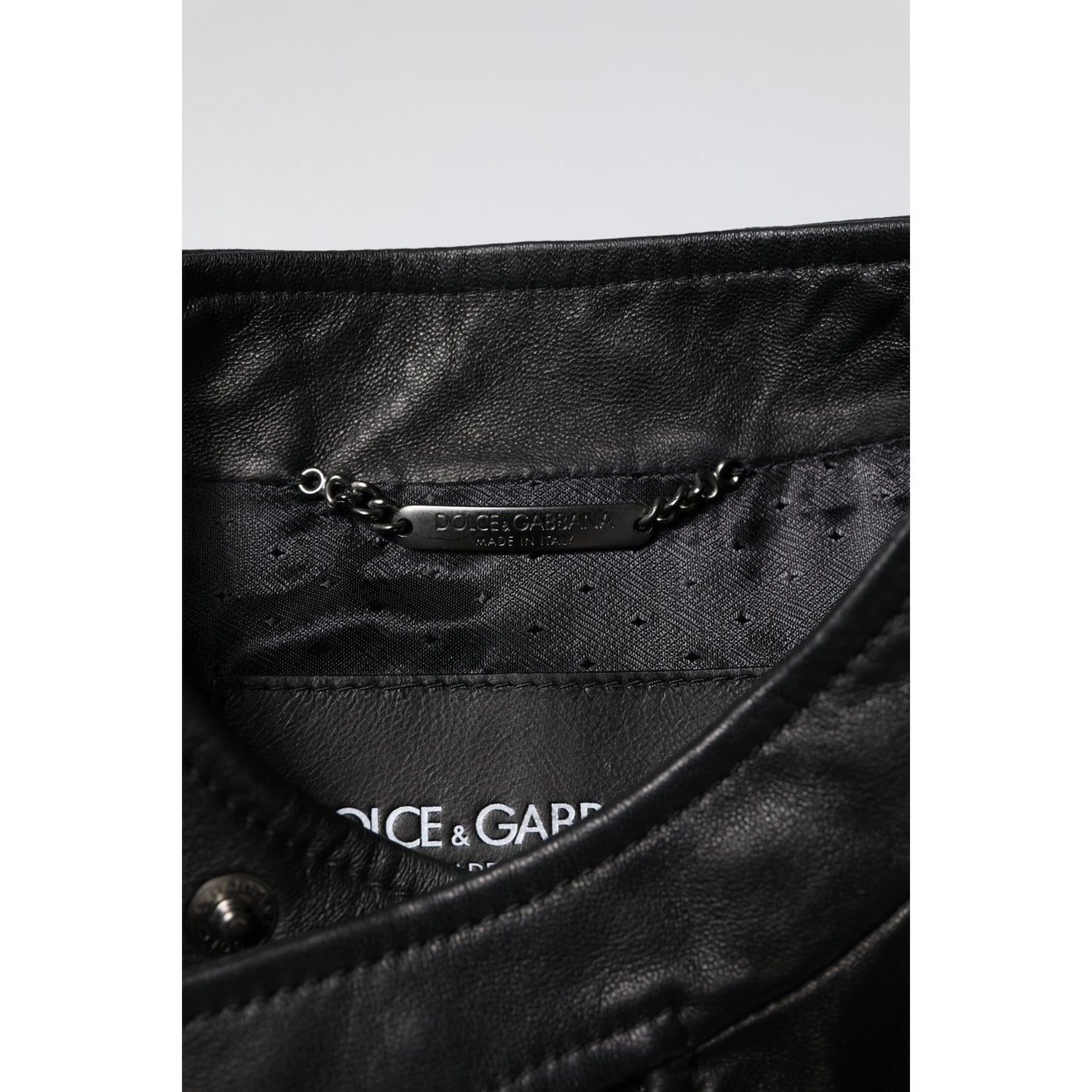 Dolce & Gabbana Black Sheep Leather Biker Full Zip Jacket