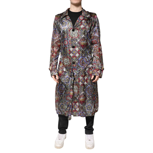 Dolce & Gabbana Multicolor Royal Bee Crown Trench Coat Jacket JKT3795-48