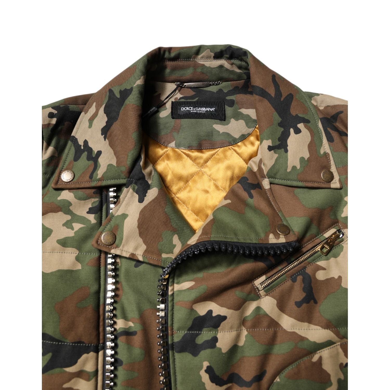 Dolce & Gabbana Multicolor Camouflage Nylon Biker Jacket