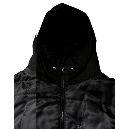 Dolce & Gabbana Black Hooded Parka Winter Men Coat Jacket