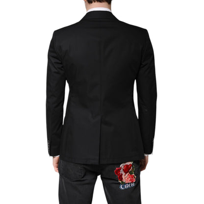 Dolce & Gabbana Black Cotton Single Breasted Men Coat Blazer