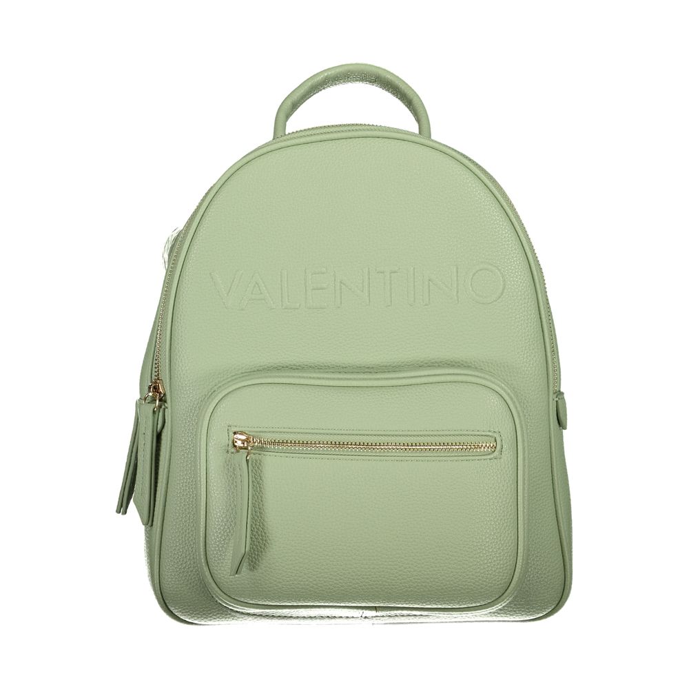 Mario Valentino Green Polyethylene Backpack with adjustable straps, zip closure, and logo on front