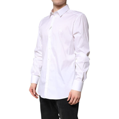 Dolce & Gabbana White Cotton GOLD Men Dress Formal Shirt