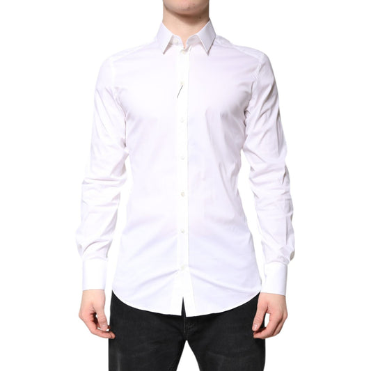 Dolce & Gabbana White Cotton GOLD Dress Formal Collared Shirt TSH86356-39