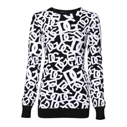 Dolce & Gabbana Black White Logo Print Women Pullover Sweater THS90377-40