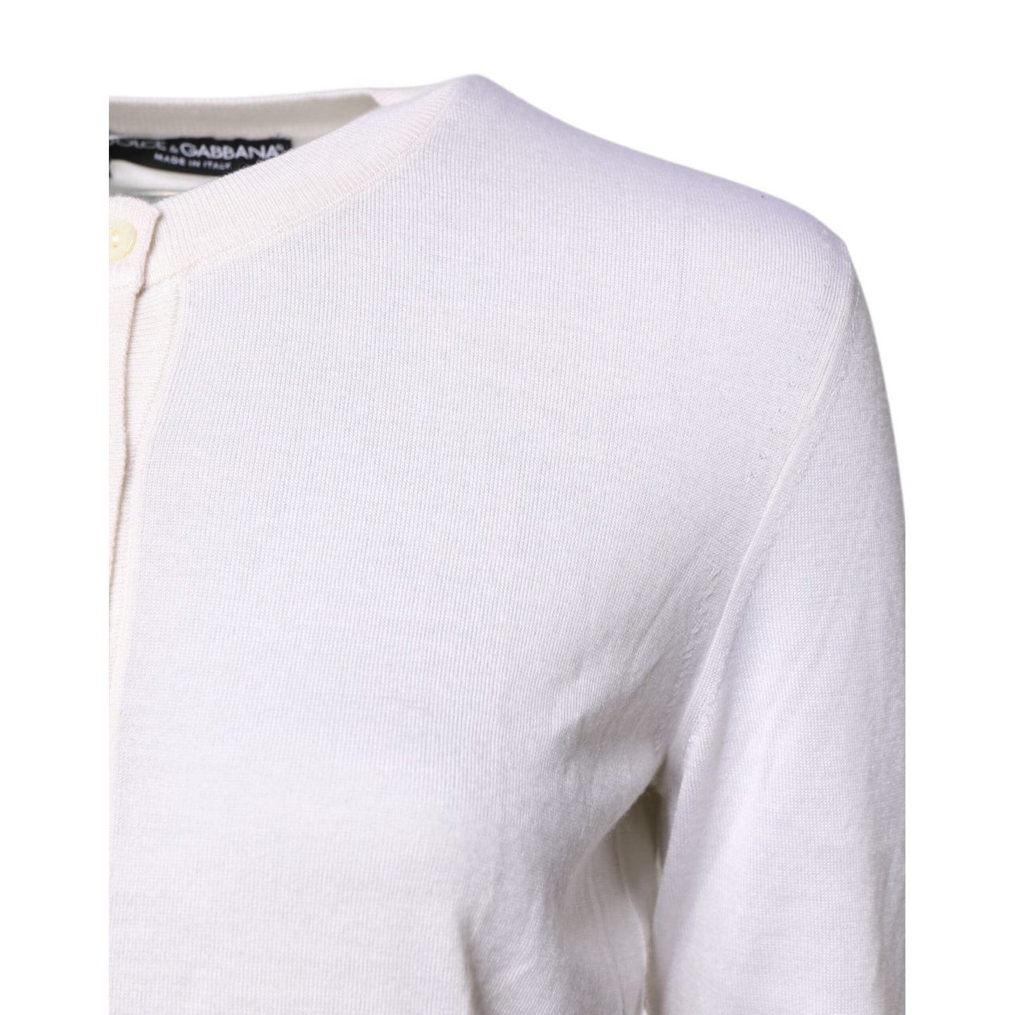Dolce & Gabbana White Cashmere Crew Neck Top Cardigan Sweater THS90381-42