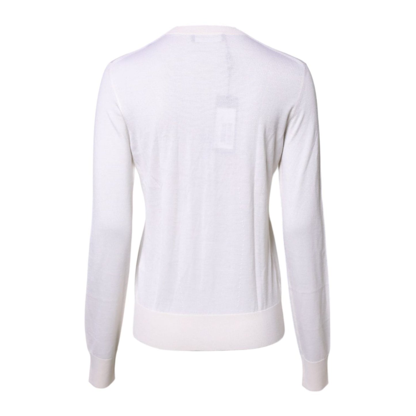 Dolce & Gabbana White Cashmere Crew Neck Top Cardigan Sweater THS90381-42