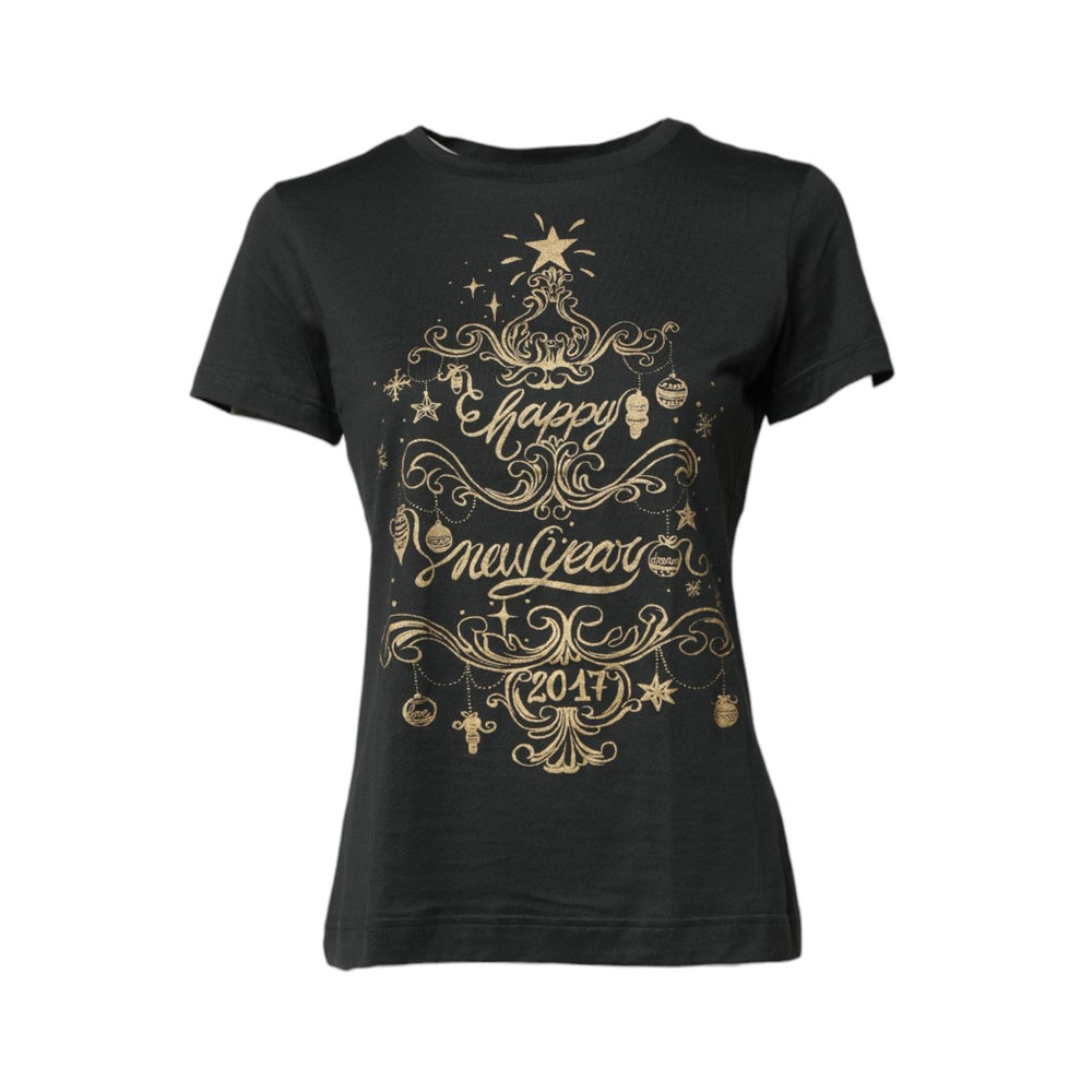 Dolce & Gabbana Black Cotton Round Neck Short Sleeve T-shirt THS90389-42