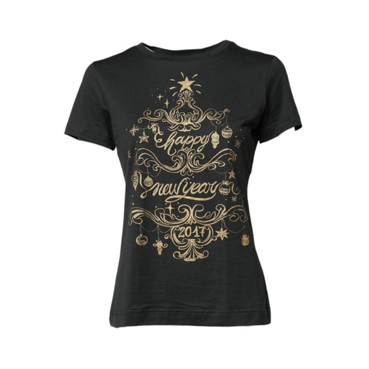 Dolce & Gabbana Black Cotton Round Neck Short Sleeve T-shirt THS90389-42