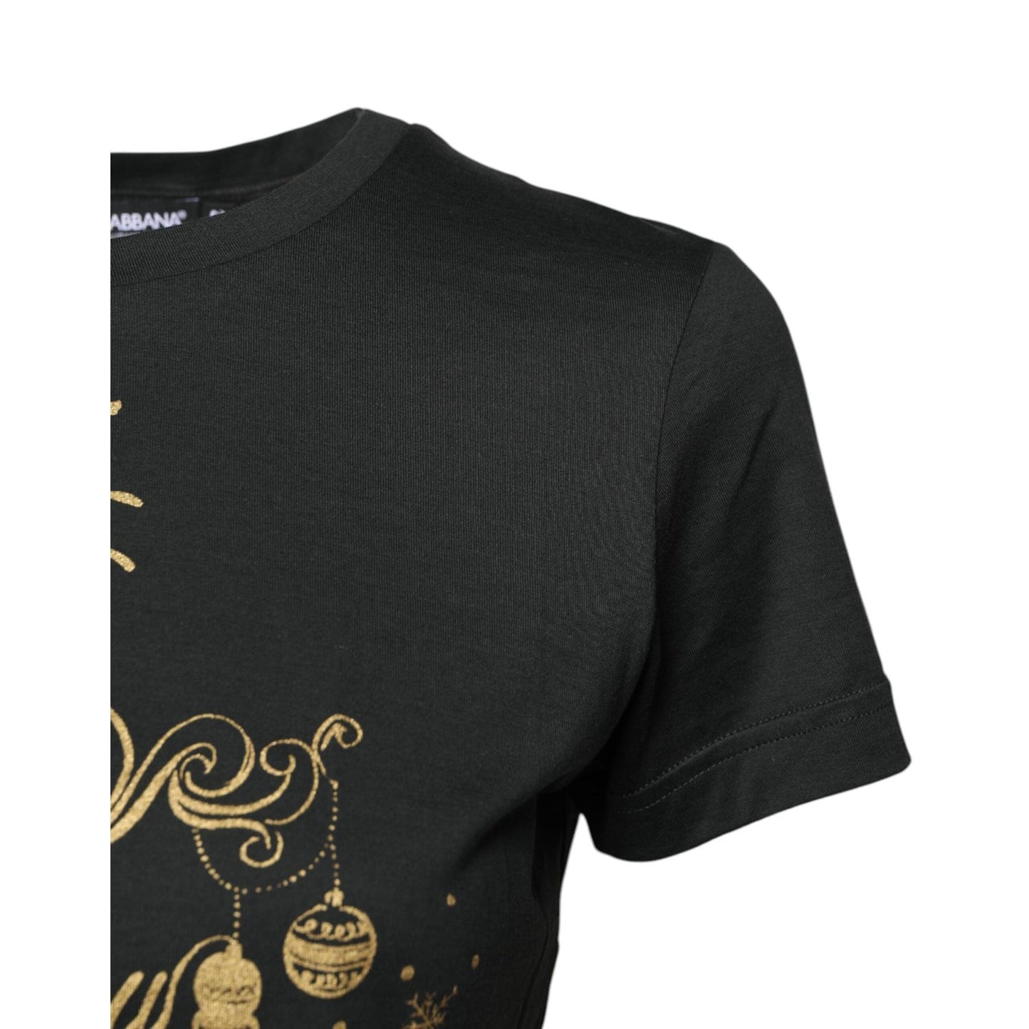 Dolce & Gabbana Black Cotton Round Neck Short Sleeve T-shirt THS90389-42