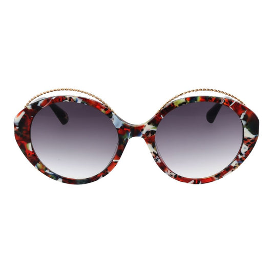 Christian Lacroix Multicolor Women Sunglass with oval mirrored gradient grey lenses and multicolor acetate frame in full-rim style.