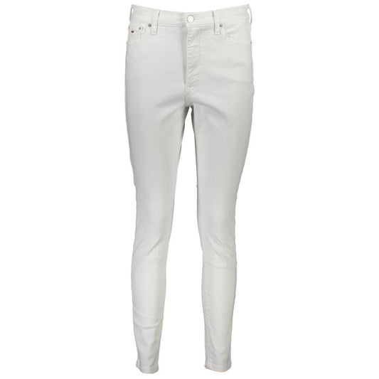 Tommy Hilfiger White Cotton Women Jeans Tommy Hilfiger Light Gray
