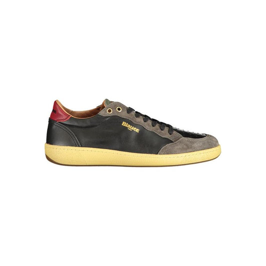 Blauer Black Leather Men Sneaker