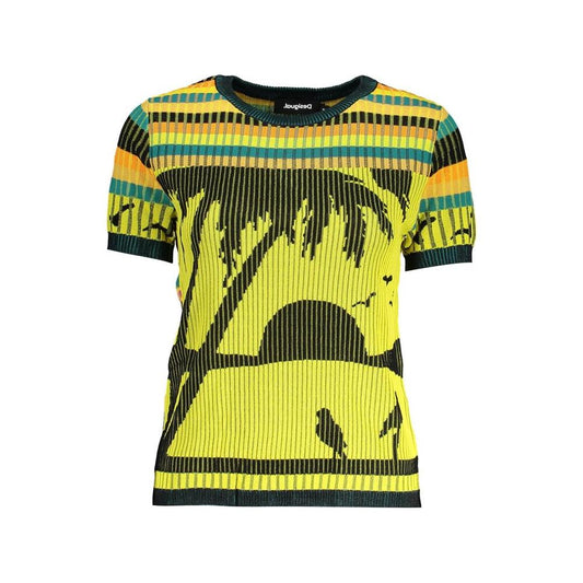 Desigual Yellow Viscose Women Sweater Desigual Dark Slate Gray