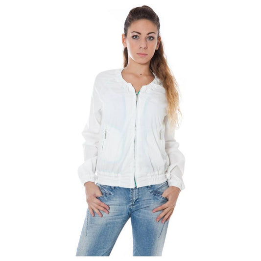 Phard White Cotton Jackets & Coat Phard Light Gray
