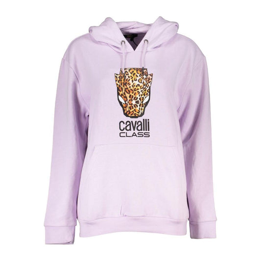 Cavalli Class Purple Cotton Sweater Cavalli Class Light Gray