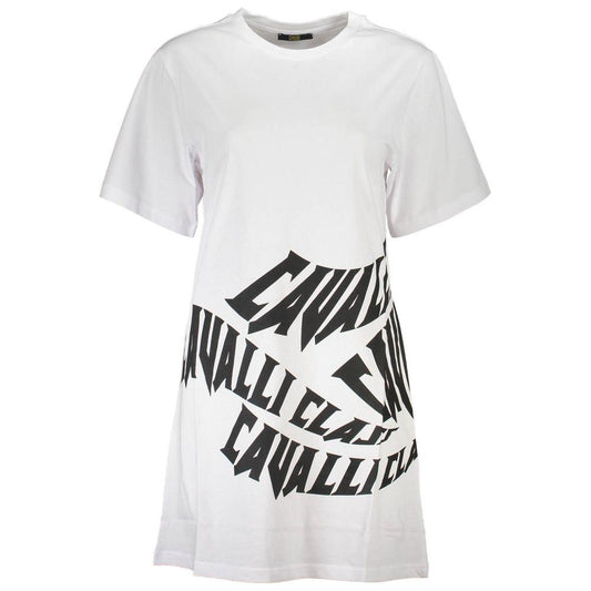 Cavalli Class White Cotton Women Dress Cavalli Class Lavender