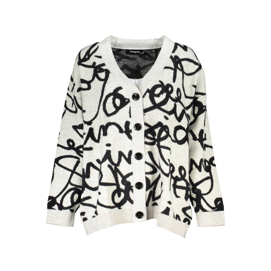Desigual Chic Contrasting V-Neck Cardigan Desigual Dark Slate Gray