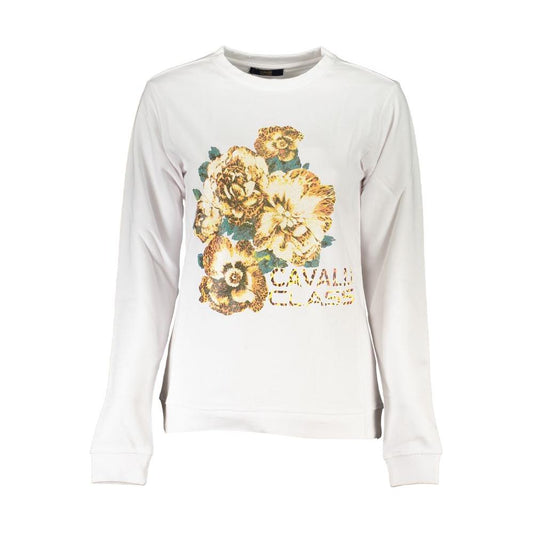 Cavalli Class White Cotton Sweater Cavalli Class Beige