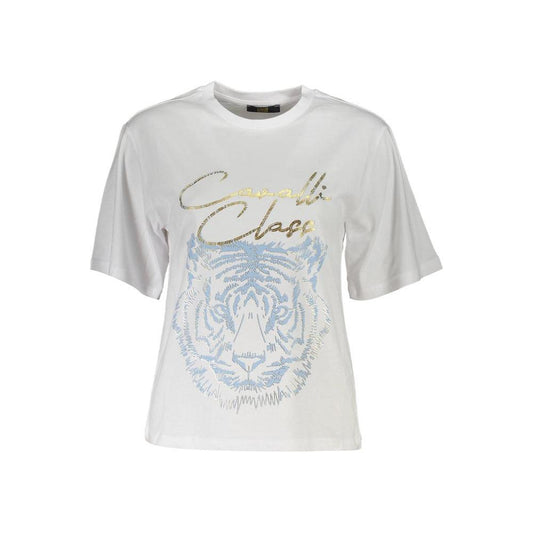 Cavalli Class White Cotton Women T-Shirt Cavalli Class Light Gray