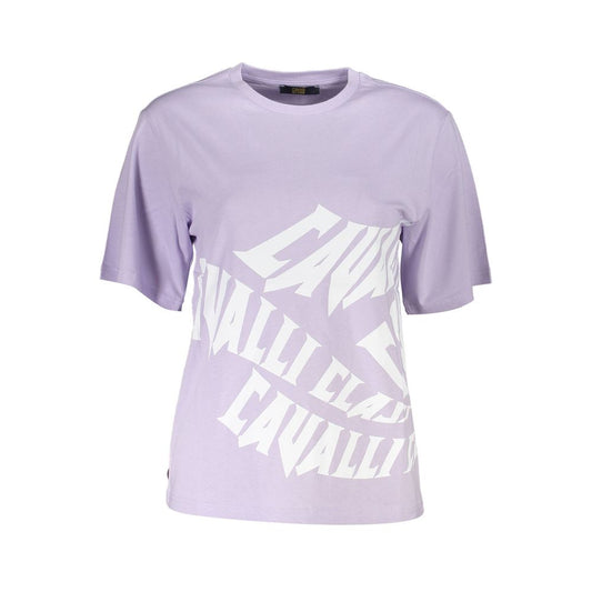 Cavalli Class Purple Cotton Women T-Shirt Cavalli Class Light Gray