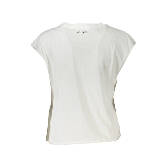 Desigual White Cotton Women T-Shirt Desigual Light Gray