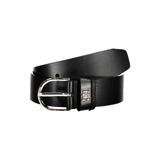 Tommy Hilfiger Chic Black Leather Belt with Metal Buckle Tommy Hilfiger Dark Slate Gray