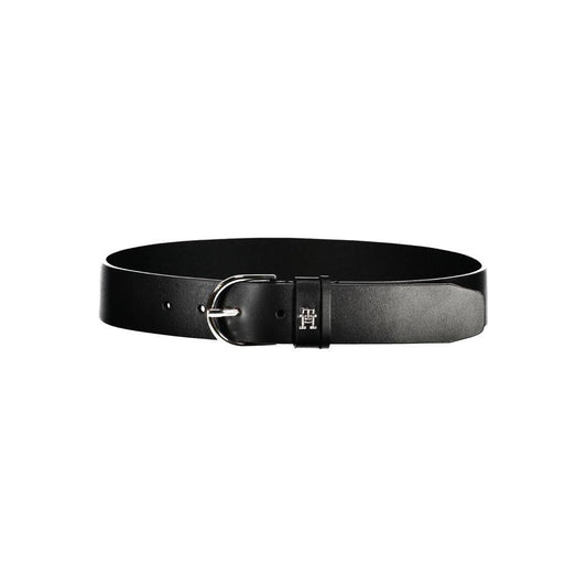 Tommy Hilfiger Chic Black Leather Belt with Metal Buckle Tommy Hilfiger Black