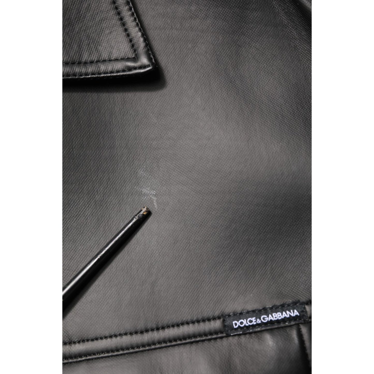 Dolce & Gabbana Black Polyester Button Down Biker Jacket