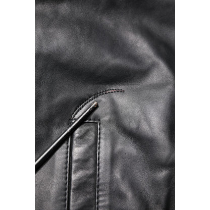 Dolce & Gabbana Black Lambskin Leather Full Zip Biker Jacket