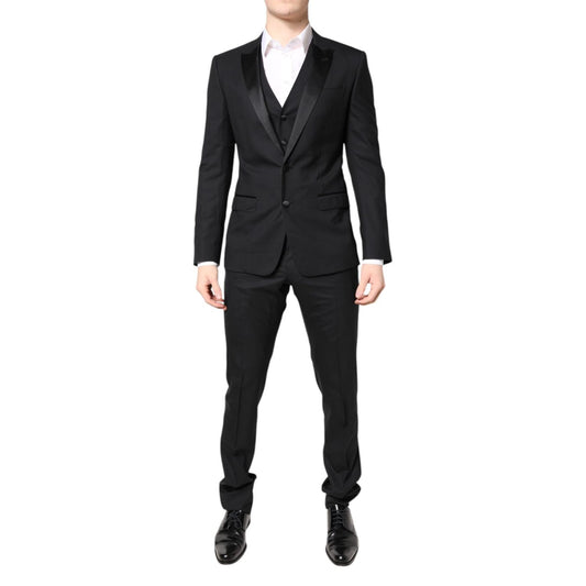 Dolce & Gabbana Black Wool Single Breasted 3 Piece Suit KOS2192-46