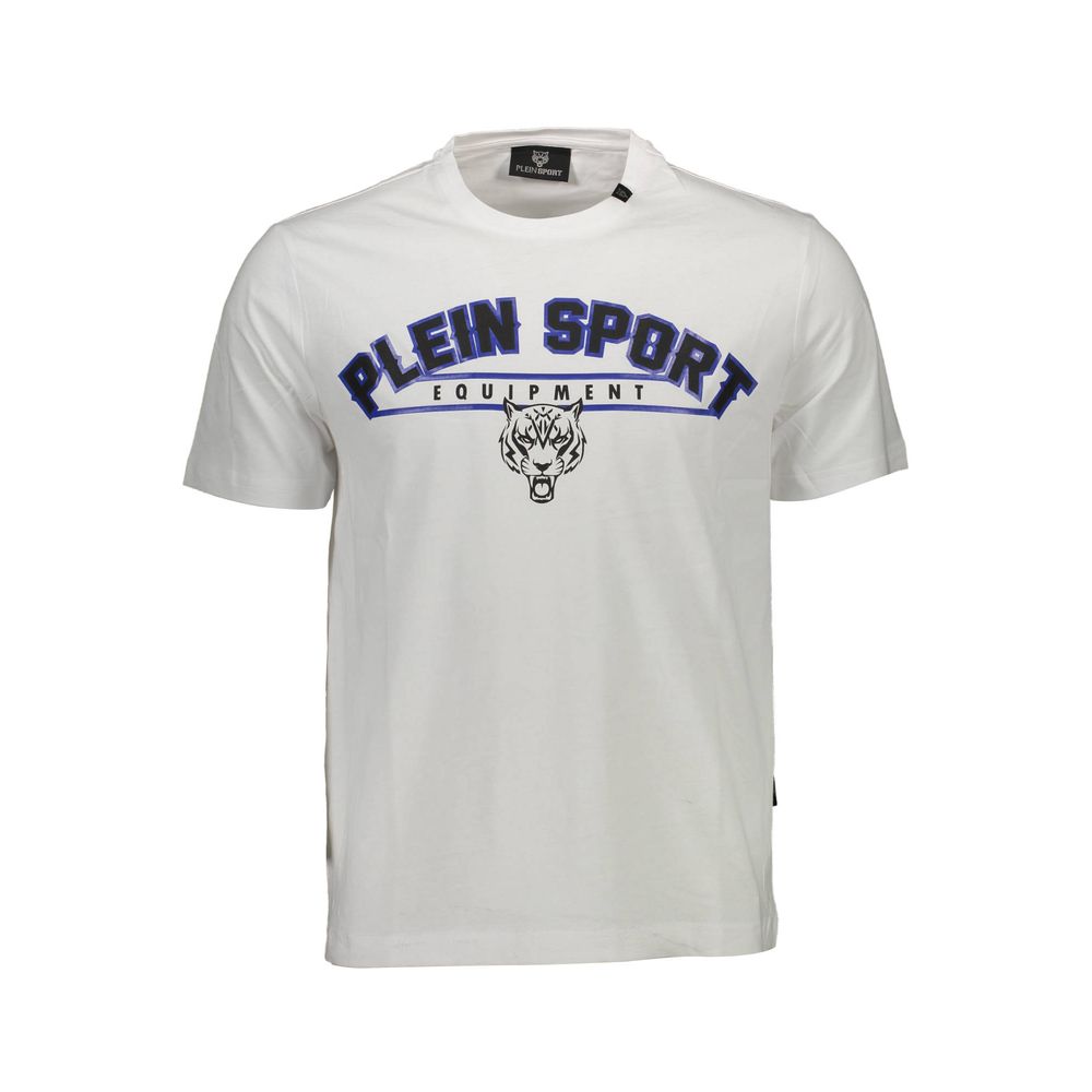 Plein Sport White Cotton Men T-Shirt with short sleeves and striking logo design
