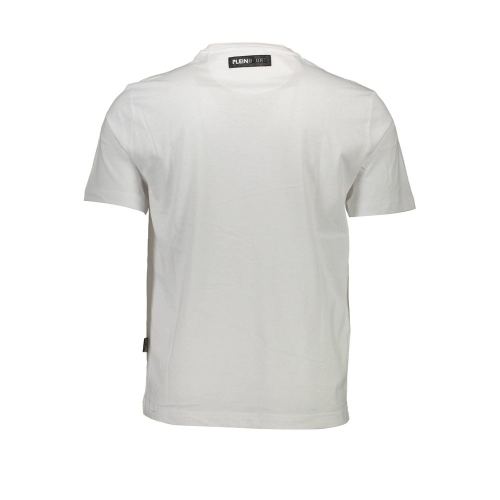 Back view of Plein Sport White Cotton Men T-Shirt showcasing premium cotton fabric and logo detail.