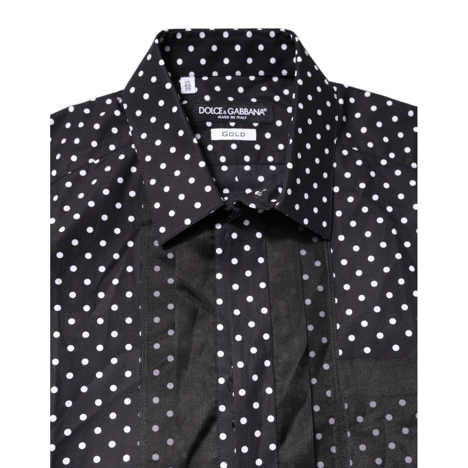Dolce & Gabbana Black Polka Dot Long Sleeves Gold Formal Shirt
