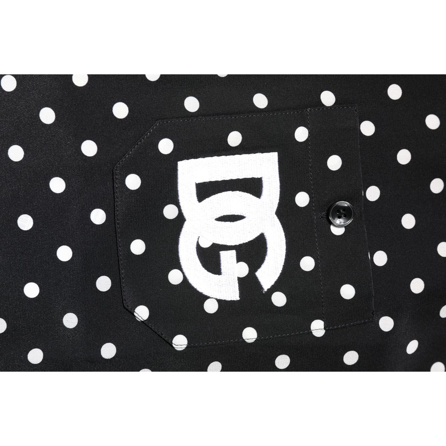 Dolce & Gabbana Black Polka Dot Short Sleeves Casual Shirt