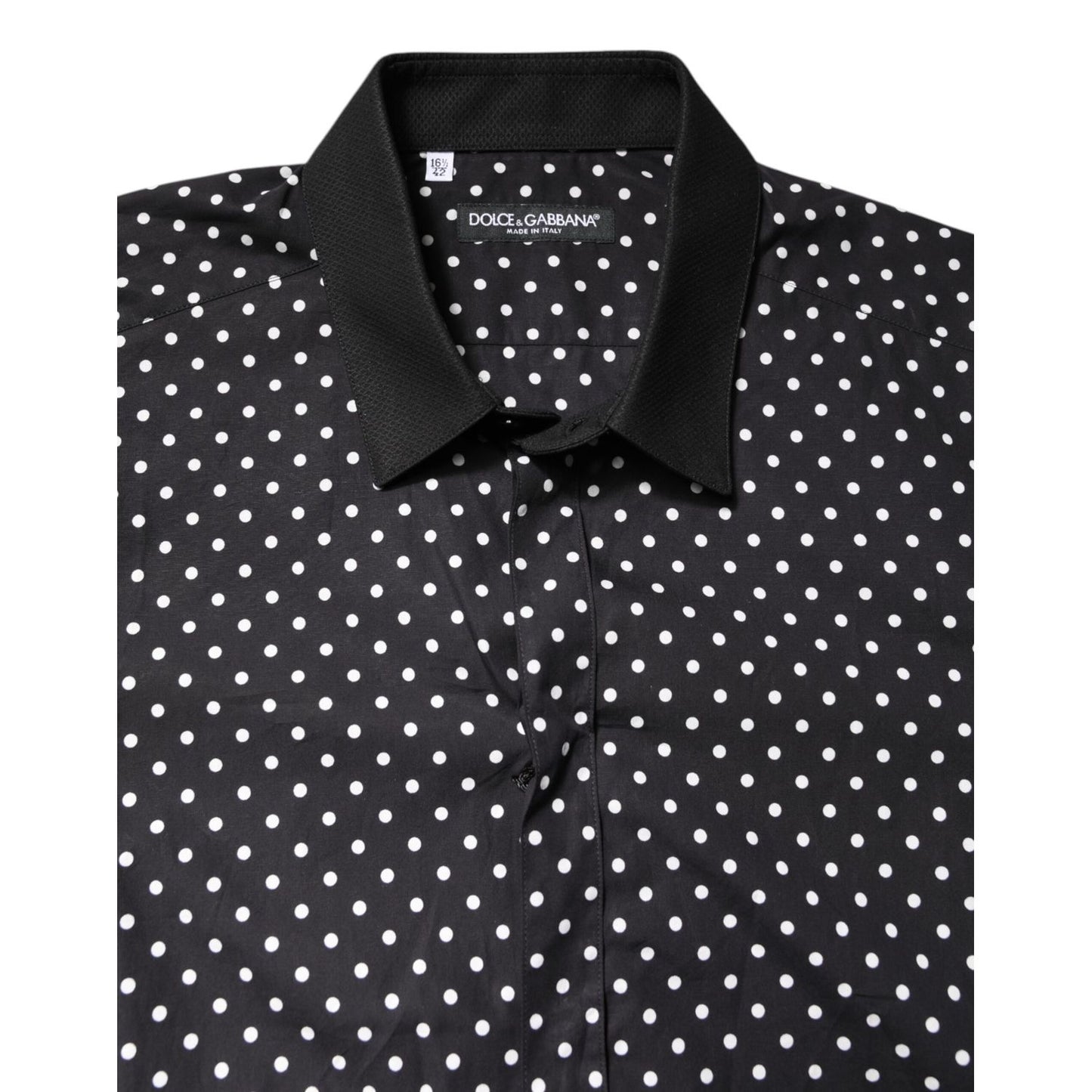 Dolce & Gabbana Black Polka Dot Cotton Formal Dress Shirt