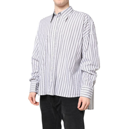 Dolce & Gabbana White Black Stripe Button Down Casual Shirt