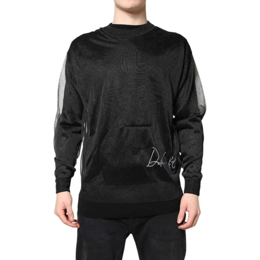 Dolce & Gabbana Black Logo Knitted Crewneck Pullover Sweater TSH87201-48