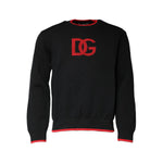 Dolce & Gabbana Black Nylon DGLogo Knit Men Pullover Sweater TSH90263-50