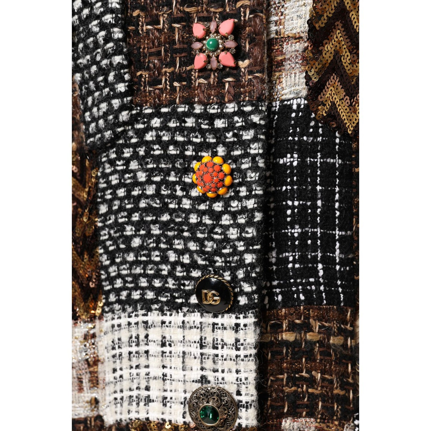 Dolce & Gabbana Multicolor Patchwork Button Down Jacket