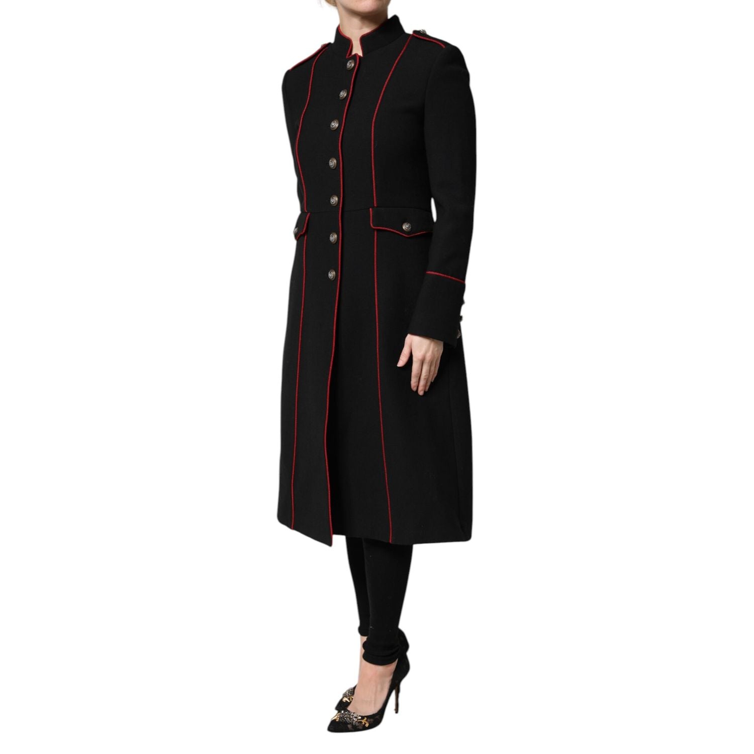 Dolce & Gabbana Black Wool Single Breasted Trench Coat Jacket