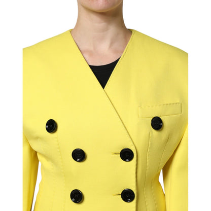 Dolce & Gabbana Yellow Double Breasted Trench Coat Jacket