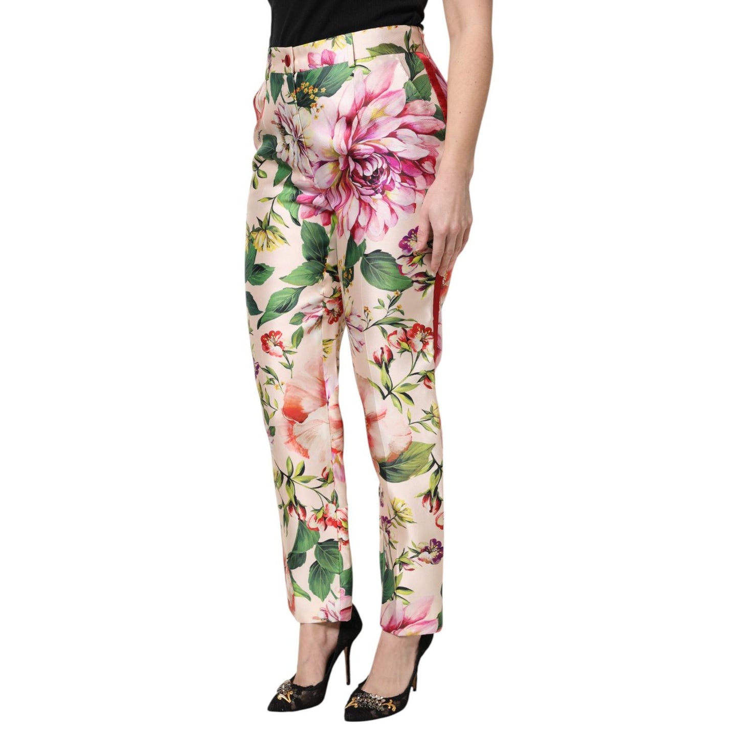 Dolce & Gabbana Multicolor Floral High Waist Straight Pants