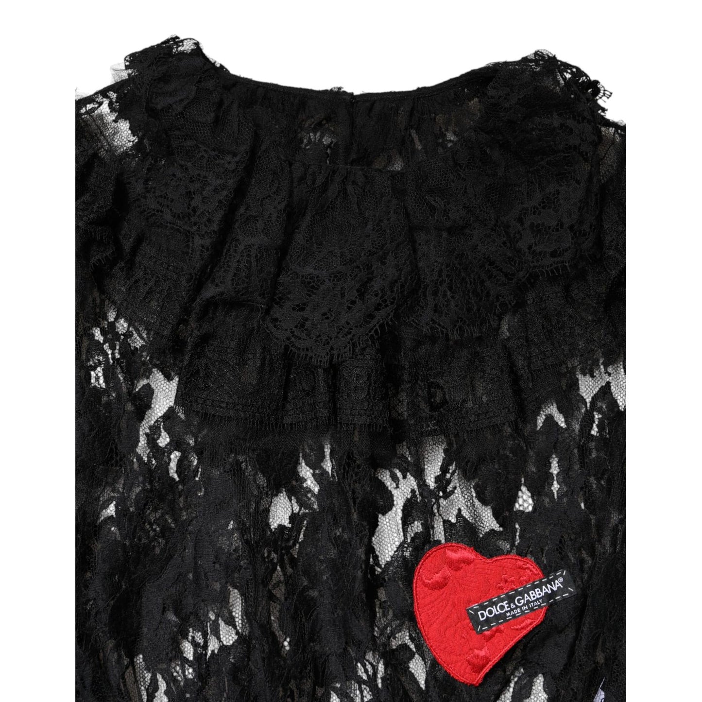 Dolce & Gabbana Black Cotton Floral Lace Women Blouse Top