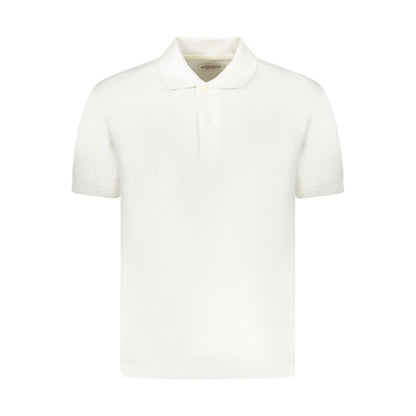 Guess Jeans White Cotton Men Polo Shirt with classic short sleeves and two-button placket, featuring Guess embroidery for a stylish look.