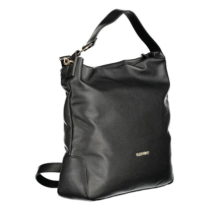 Mario Valentino Black Polyethylene Women Handbag with adjustable strap, single handle, and secure pocket for eco-conscious fashionistas.