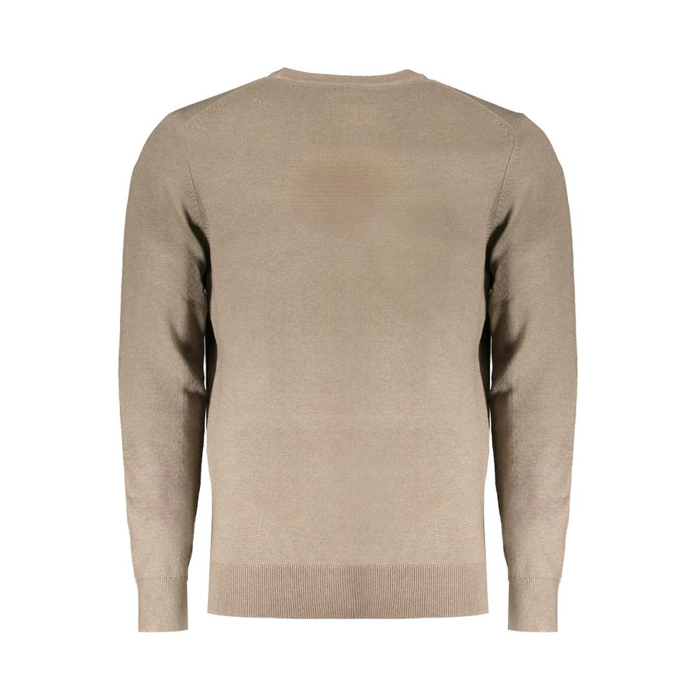 Back view of Norway 1963 Brown Wool Men Sweater, showcasing long sleeves and fine craftsmanship in Scandinavian style.