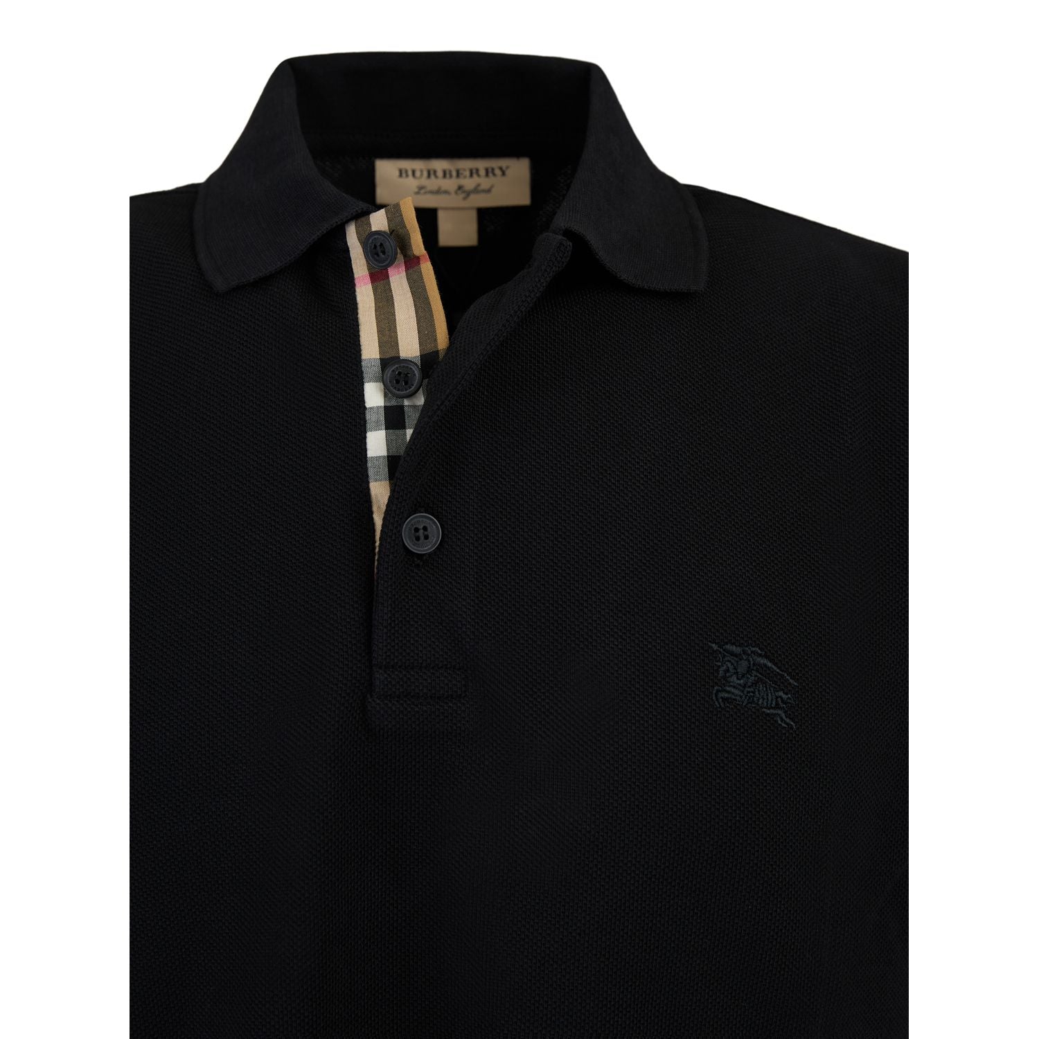 Burberry Black Cotton Collared Polo Shirt