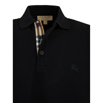 Burberry Black Cotton Collared Polo Shirt